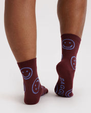 Baggu - Crew Sock | Mahogany Happy