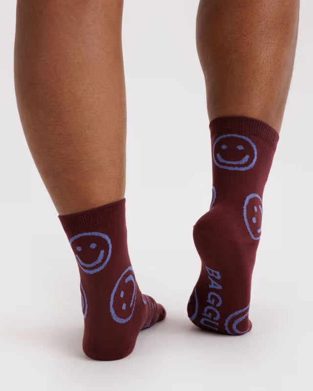 Baggu - Crew Sock | Mahogany Happy