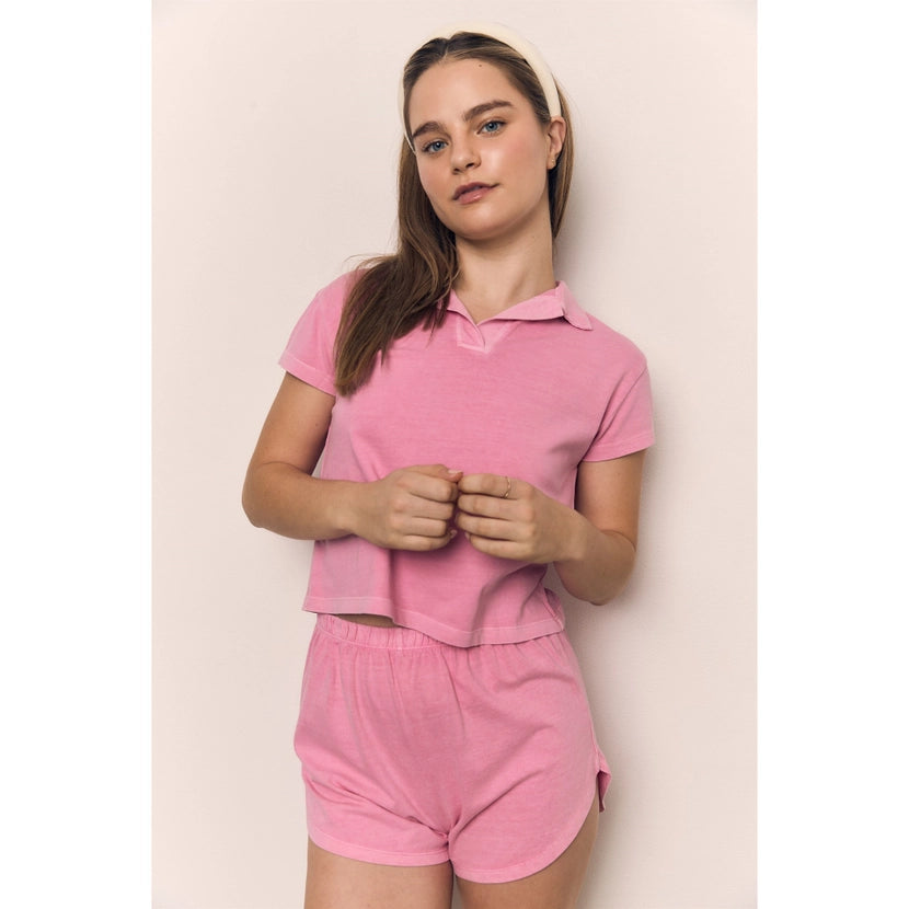 Blank Lab - Cotton Jersey Collar Tee | Pink