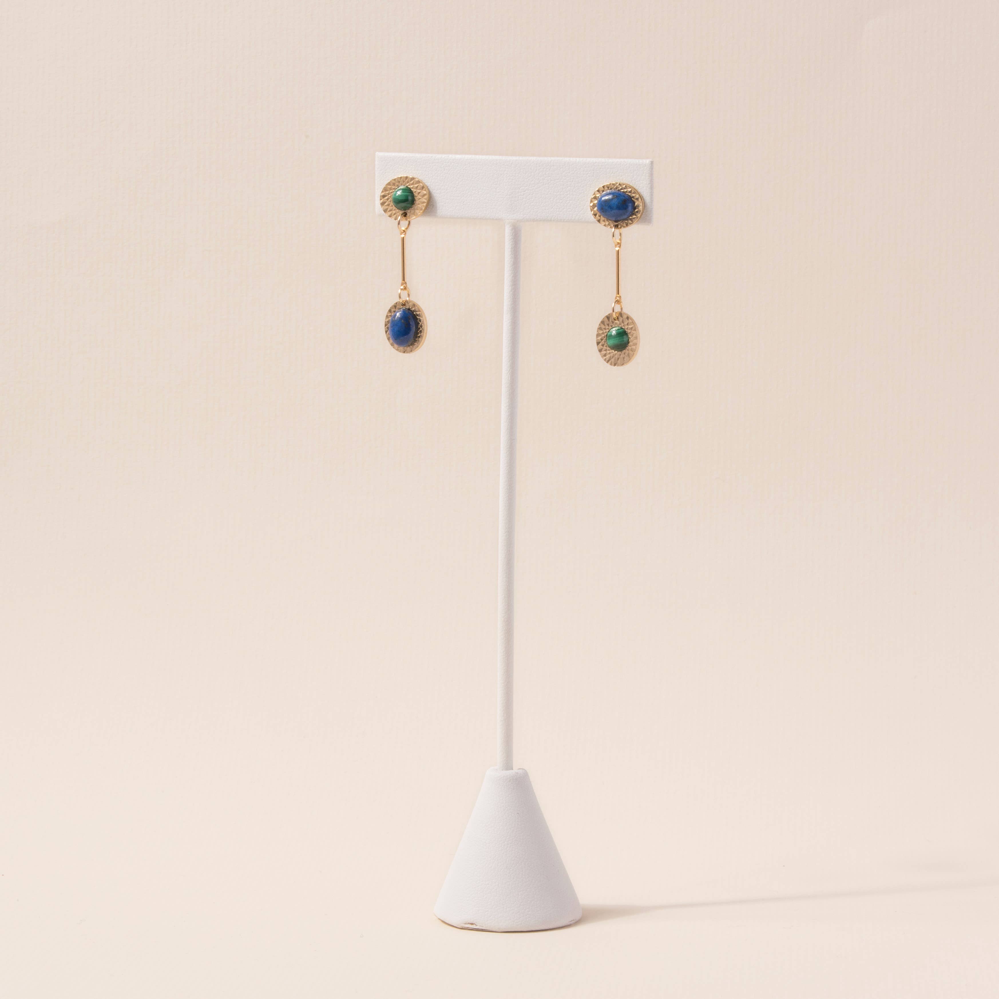 Michelle Starbuck Designs - Malachite + Lapis Vintage Starburst Drop Earrings