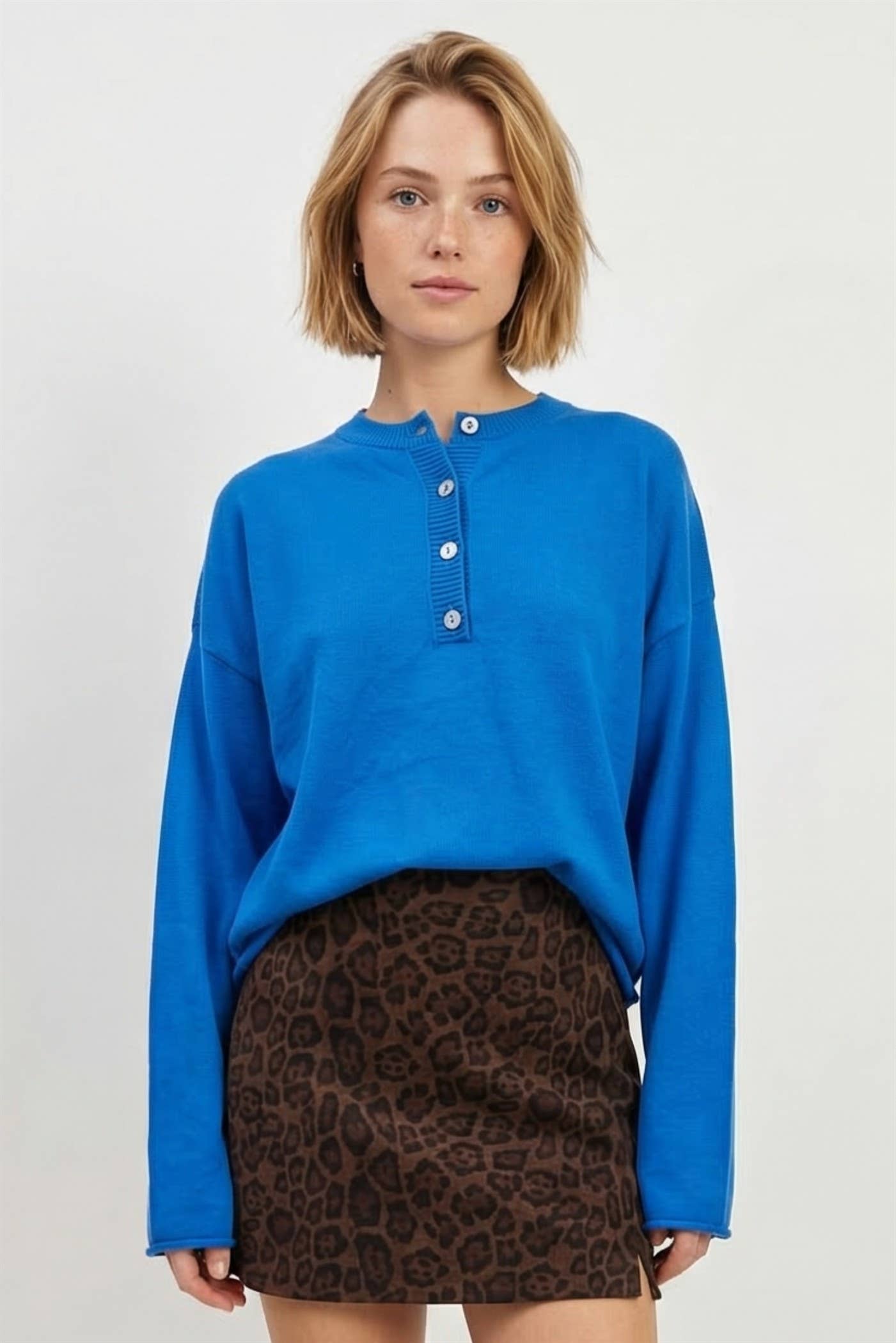 Twentifourth - Henley Cotton Sweater | Coastal Blue