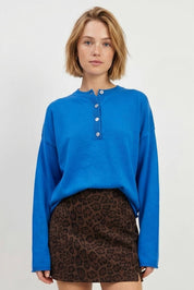 Twentifourth - Henley Cotton Sweater | Coastal Blue