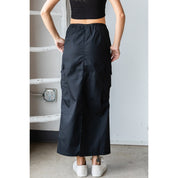 Parachute Cargo Long Skirt | Black