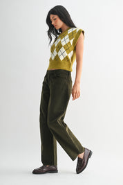 Just Black Denim - Corduroy Barrel Jean | Dark Olive