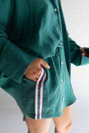 LOCOLINEN - Linen Oversized Shirt | Bottle Green