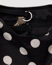 Baggu - Medium Nylon Crescent Bag | Black And Cream Polka Dot