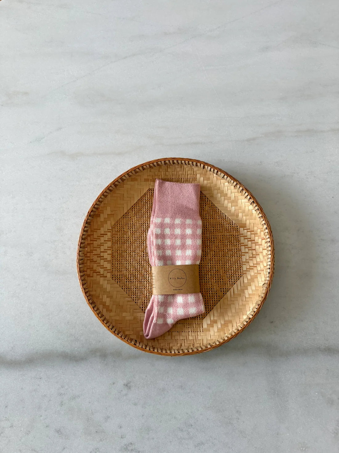 Billy Bamboo - Cotswald Gingham Socks | Blush Pink