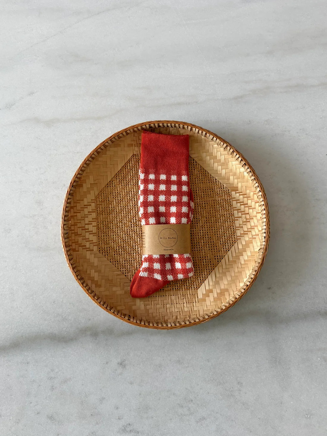 Billy Bamboo - Cotswald Gingham Socks | Terracotta