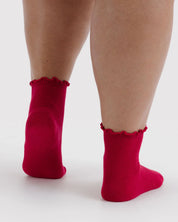 Baggu - Lettuce Edge Sock Set of 2 | Wild Plum & Cherry