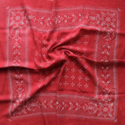 Eco Raw Studio - Classic Print Naturally Dyed Bandana | Poppy Red with White Ink