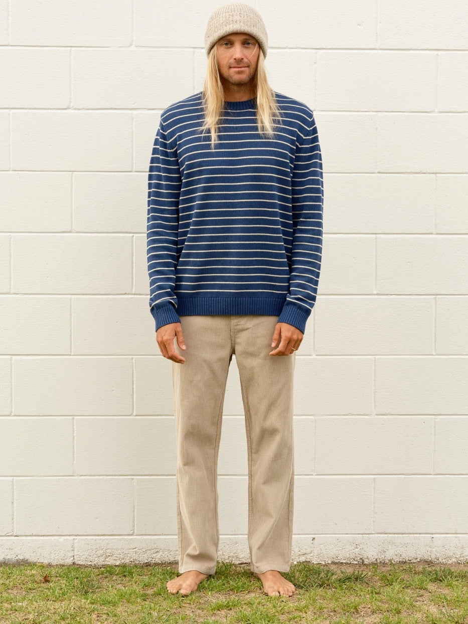 Mollusk - Striped Linen Sweater | Navy Stripe
