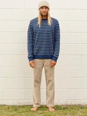 Mollusk - Striped Linen Sweater | Navy Stripe