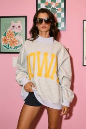 IOWA Reversible Mock Neck Sweatshirt - 'IOWA & IA'