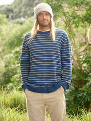 Mollusk - Striped Linen Sweater | Navy Stripe