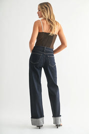 Just Black Denim - Cuffed Wide Leg | Sup (Dark Denim)