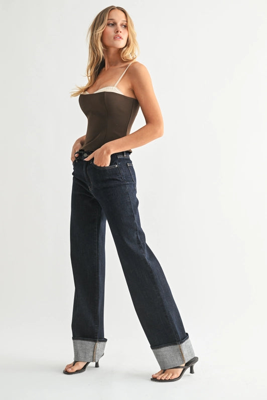 Just Black Denim - Cuffed Wide Leg | Sup (Dark Denim)