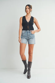 Just Black Denim - Longer Length Short | Light Denim