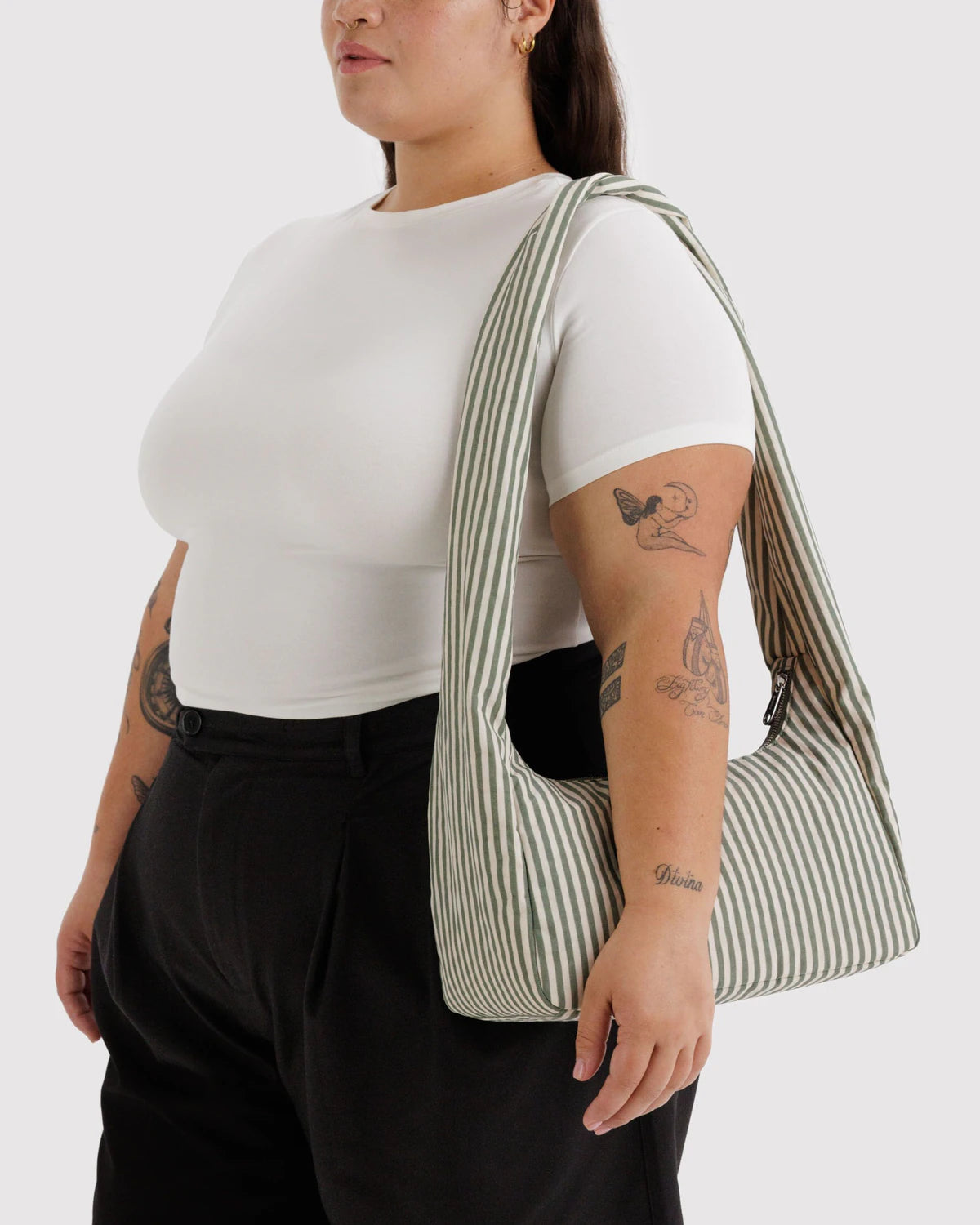 Baggu - Nylon Meringue Bag | Sage Stripe