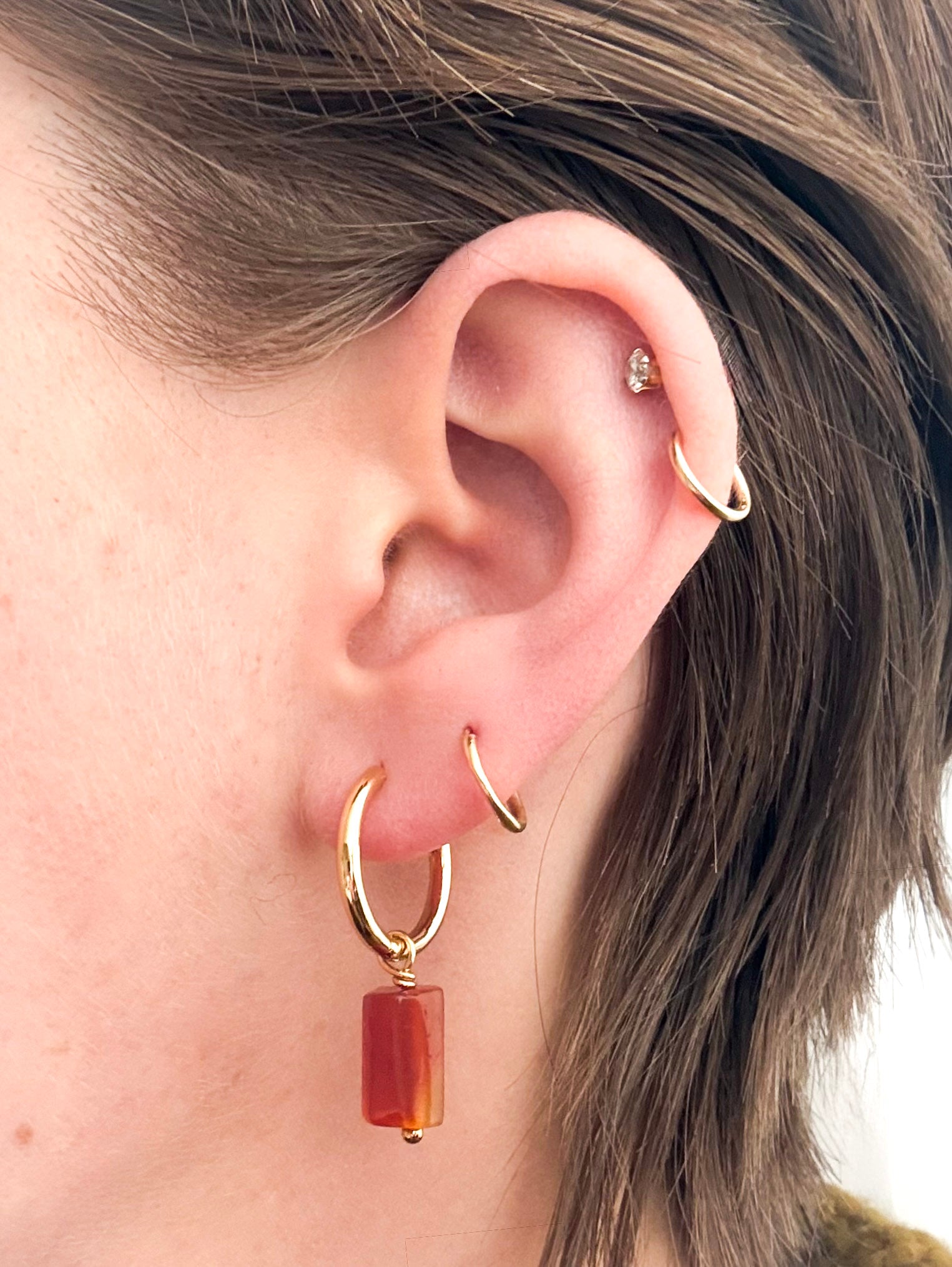 Made Community - Simple Gem Dangle Hoop Earrings