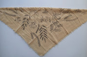 Eco Raw Studio - Botanical Print Naturally Raw Silk Bandana | Oatmeal with Black Ink