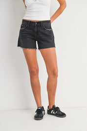 Just Black Denim - Lower Rise Relaxed Short | Washed Black