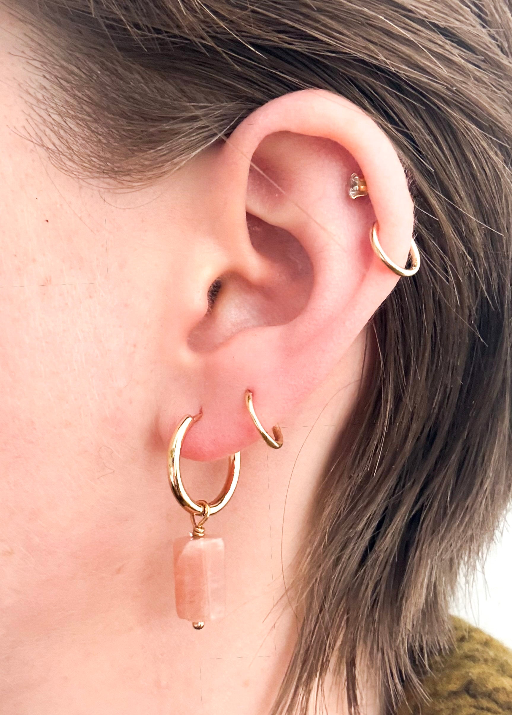 Made Community - Simple Gem Dangle Hoop Earrings