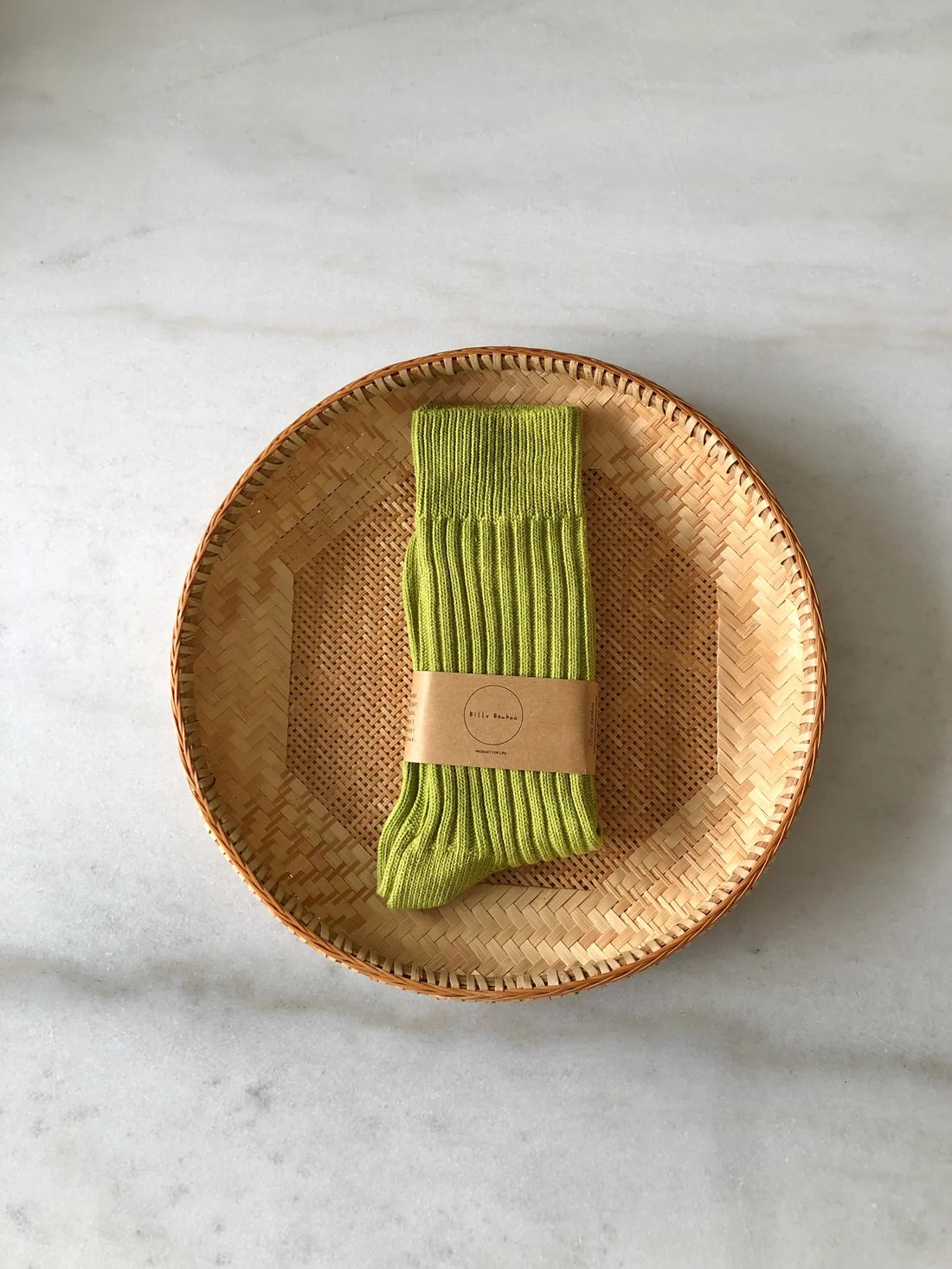 Billy Bamboo - Ribbed Cotton High Socks | Avocado