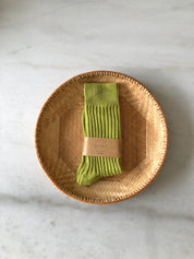 Billy Bamboo - Ribbed Cotton High Socks | Avocado
