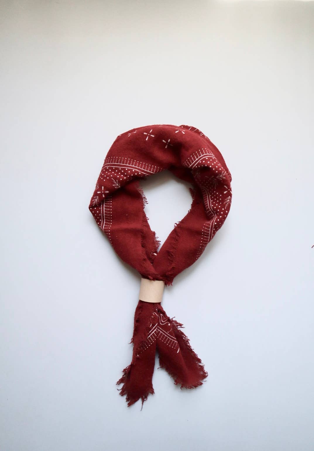 Eco Raw Studio - Classic Print Naturally Dyed Bandana | Poppy Red with White Ink