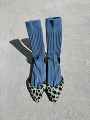 Billy Bamboo - Ribbed Cotton High Socks | Washed Denim