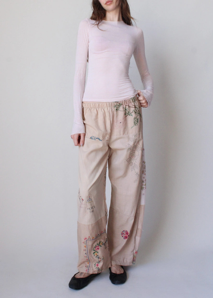 American Recycled Clothing - Embroidered Pieced Pant