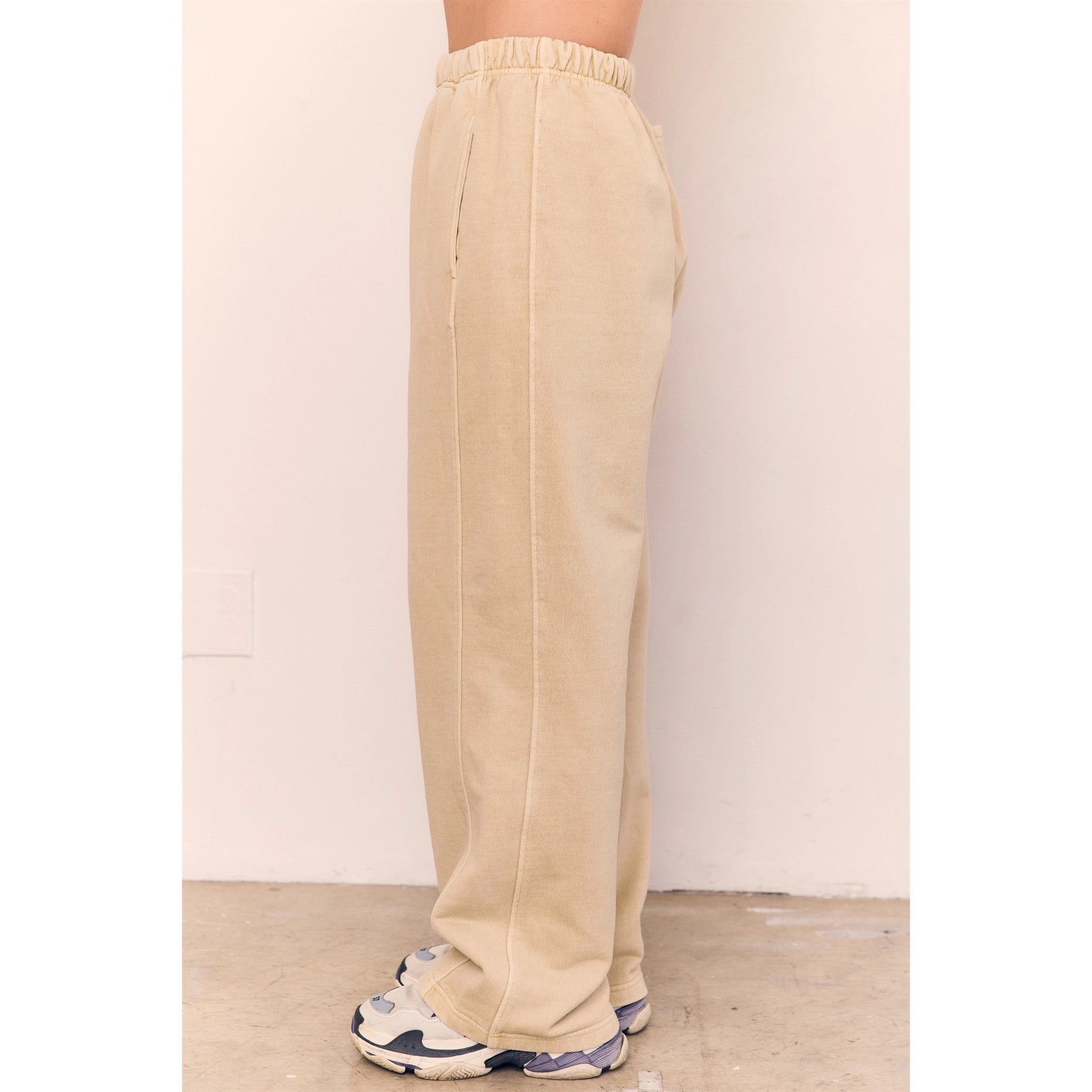 Blank Lab - Cotton Terry Wide Leg Pants | Chalk