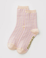 Baggu - Crew Sock | Pink Houndstooth