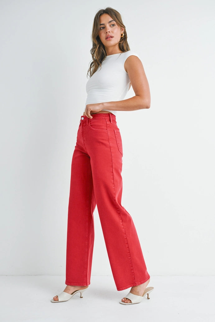 Just Black Denim - Relaxed Wide Leg | Vintage Red