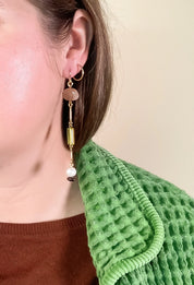 Michelle Starbuck - Composition Earrings | Sunstone, Pearl, Mahogany Obsidian, Glass