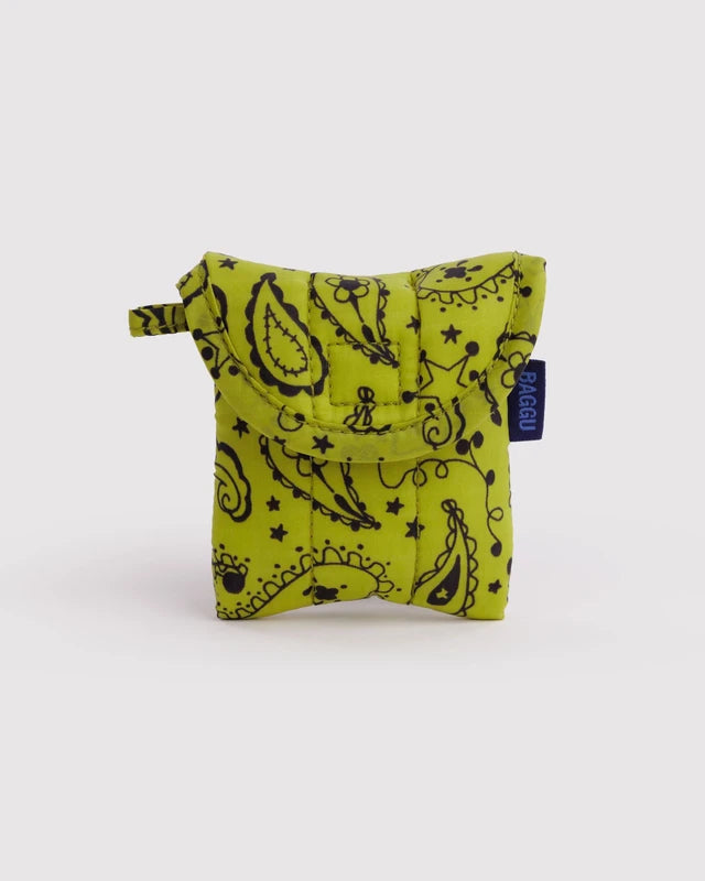 Baggu - Puffy Earbuds Case | Chartreuse Paisley
