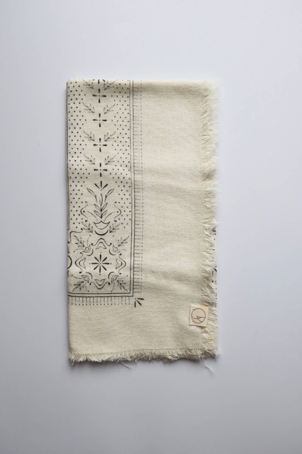 Eco Raw Studio - Classic Print Naturally Dyed Bandana | Cream with Black Ink