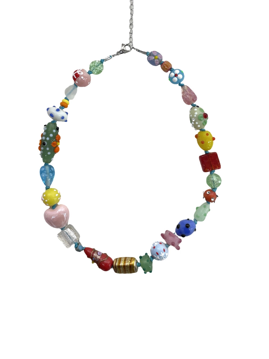 CÉLAÉL - Candy Multi Color Mix Necklace | Cherry Red & Moss Green
