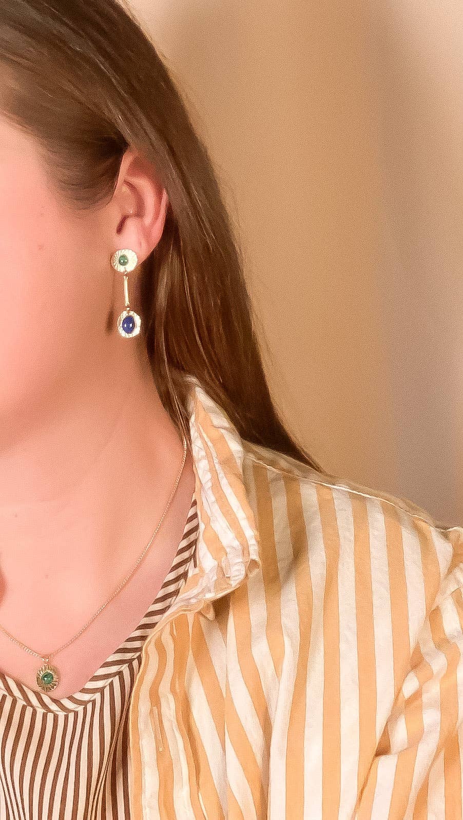 Michelle Starbuck Designs - Malachite + Lapis Vintage Starburst Drop Earrings