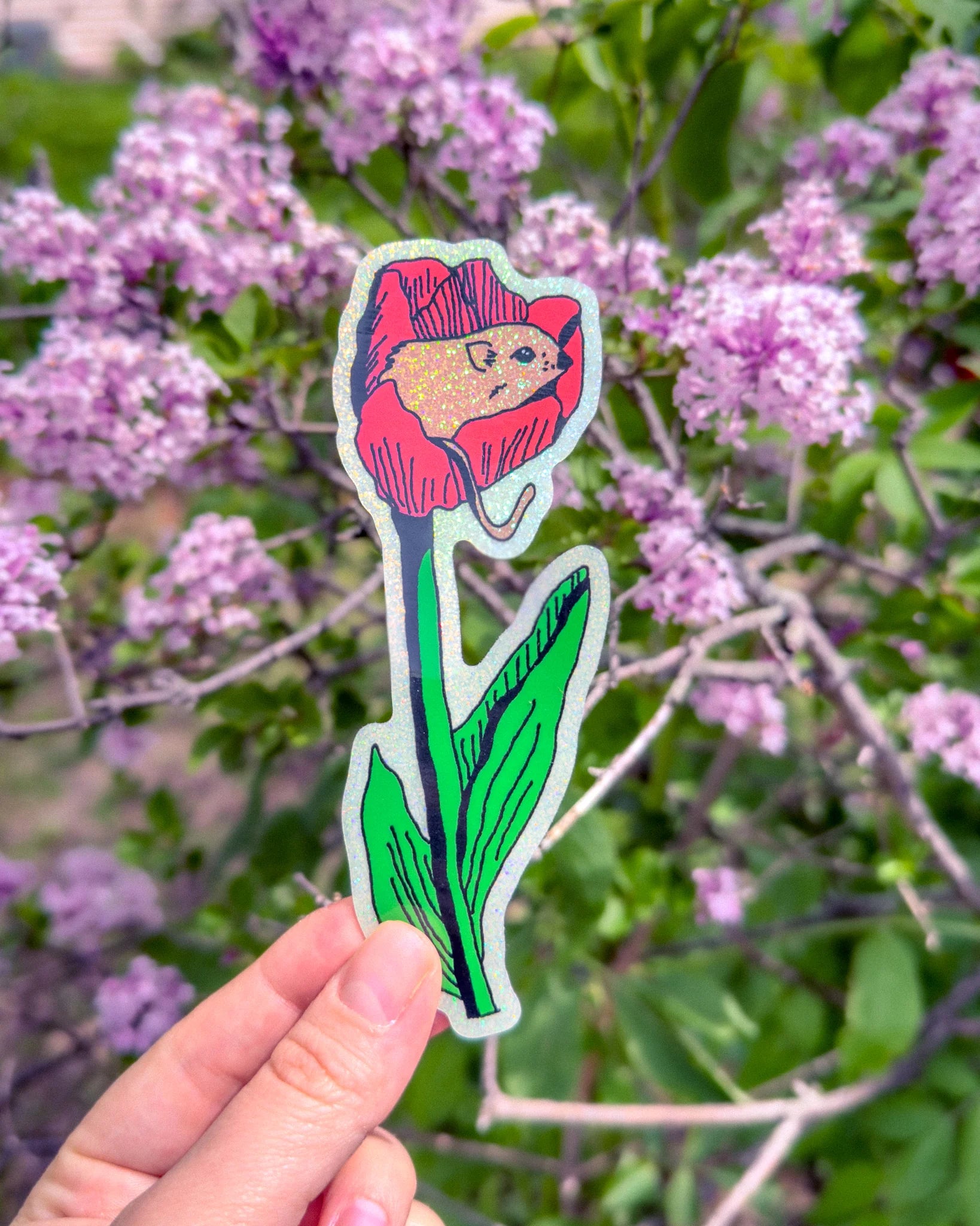 Refuge Studios Iowa City - Harvest Mouse in Tulips Sticker