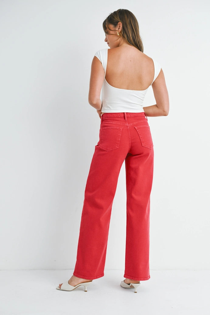 Just Black Denim - Relaxed Wide Leg | Vintage Red