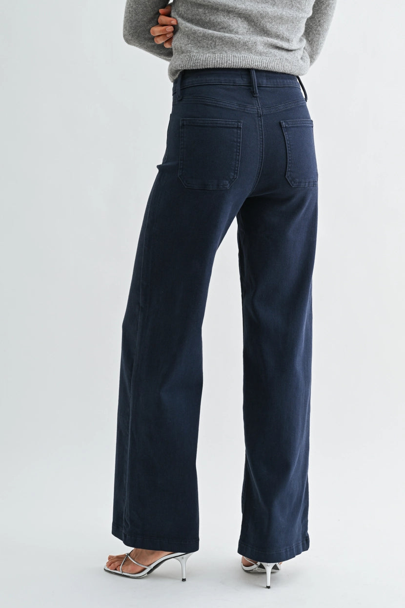Just Black Denim - Mini Patch Pocket Wide Leg | Navy