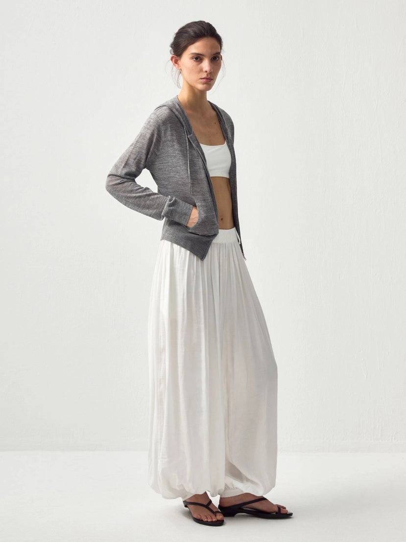 CUBIC - Pleated Lantern Pants | White