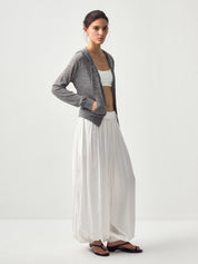 CUBIC - Pleated Lantern Pants | White