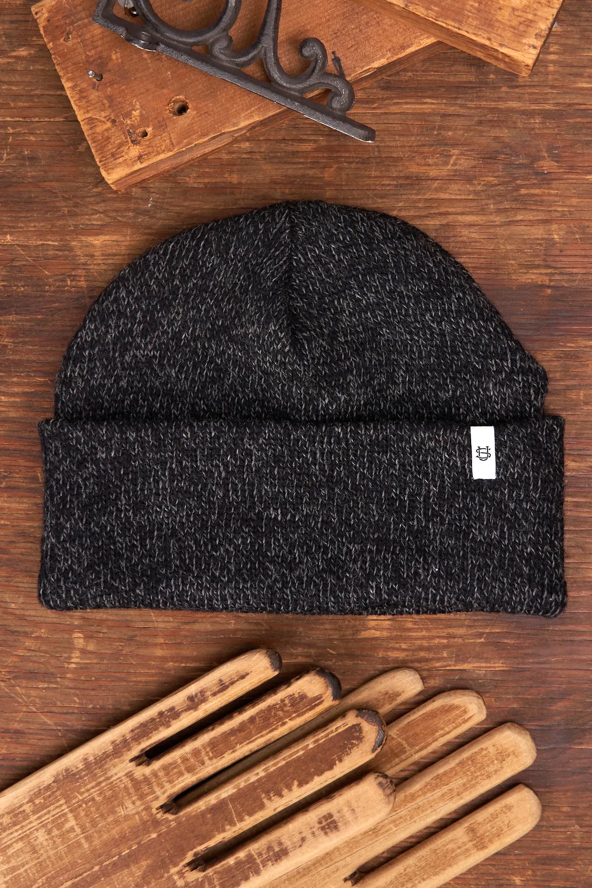 Upstate Stock - Upcycled Wool Ragg Beanie | Black Melange