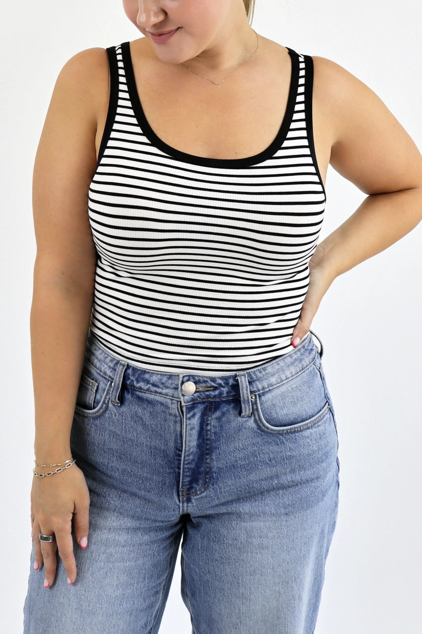 Alexander Jane - The Micro Ribbed Tank | White Striped