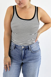 Alexander Jane - The Micro Ribbed Tank | White Striped