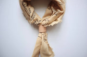 Eco Raw Studio - Botanical Print Naturally Raw Silk Bandana | Oatmeal with Black Ink