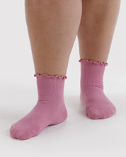 Baggu - Lettuce Edge Sock Set of 2 | Wild Plum & Cherry