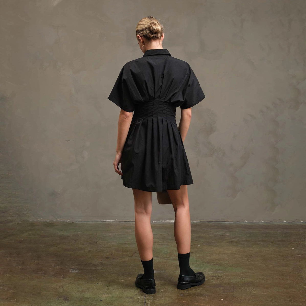 RAISONNEL - Wide Pintuck Shirt Dress | Black